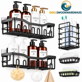 5-Pack Adhesive Shower Caddy Set – Rustproof Stainless Steel Bathroom Storage Shelves, No-Drill Wall Organizer
