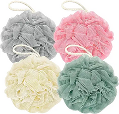 4-Pack 60g Exfoliating Bath Loofah Sponges – Deep-Cleansing Body Scrubbers for Shower