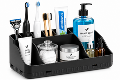 7-Slot Bathroom Countertop Organizer – Detachable Toothbrush & Toothpaste Holder, Anti-Slip Vanity Storage
